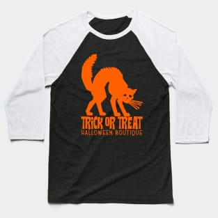 Trick or Treat Black Cat - Orange Baseball T-Shirt